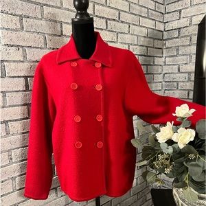 Vintage Ladies Casual Corner Double Breasted Red Jacket